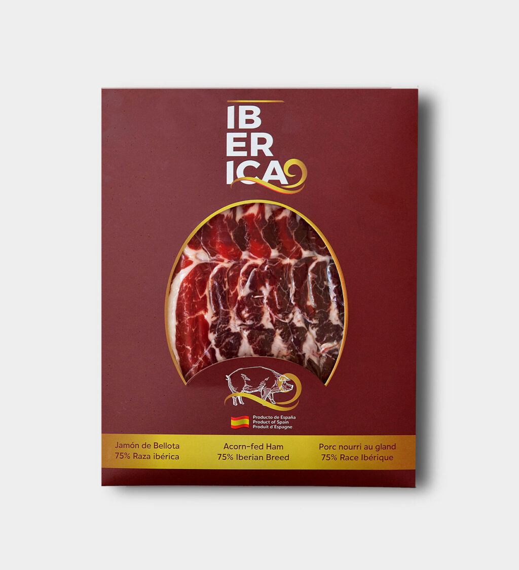 Sobre de 100g de jamón de bellota 50% raza ibérica loncheado al vacío