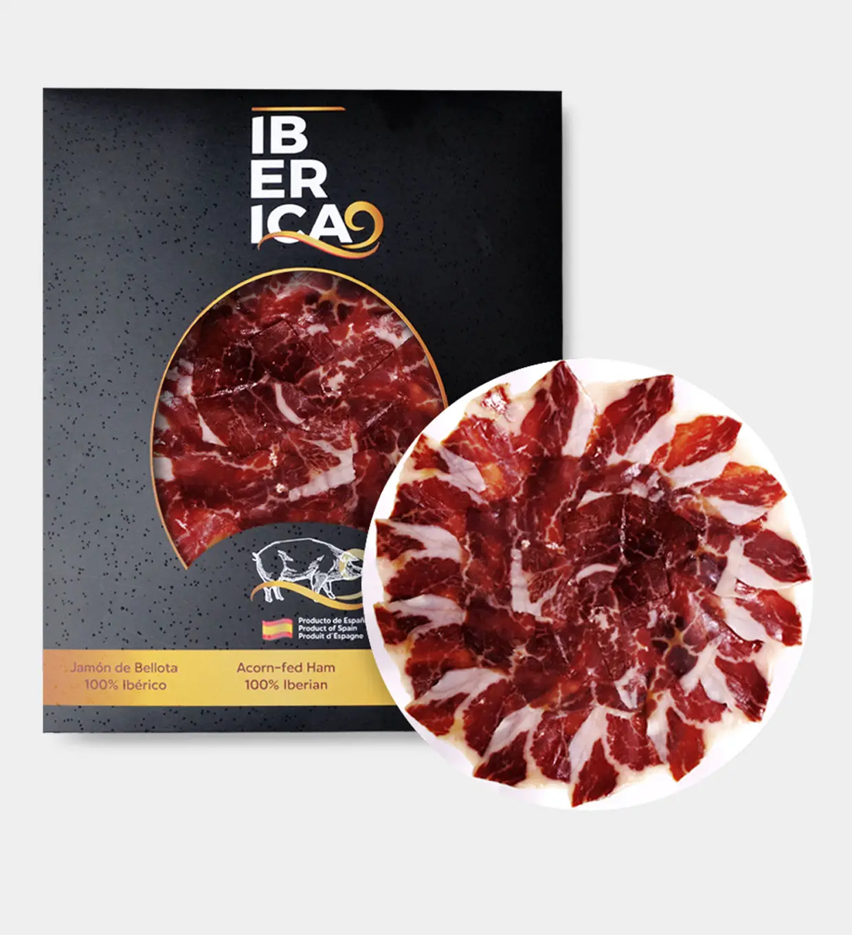 Jamón de bellota 100% Raza Ibérica 100g. (Cortado a Cuchillo)