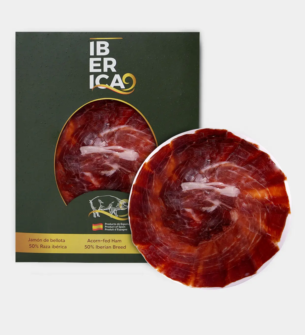 Jamón de cebo de campo ibérico 50% raza ibérica 100g. (Cortado a Cuchillo)